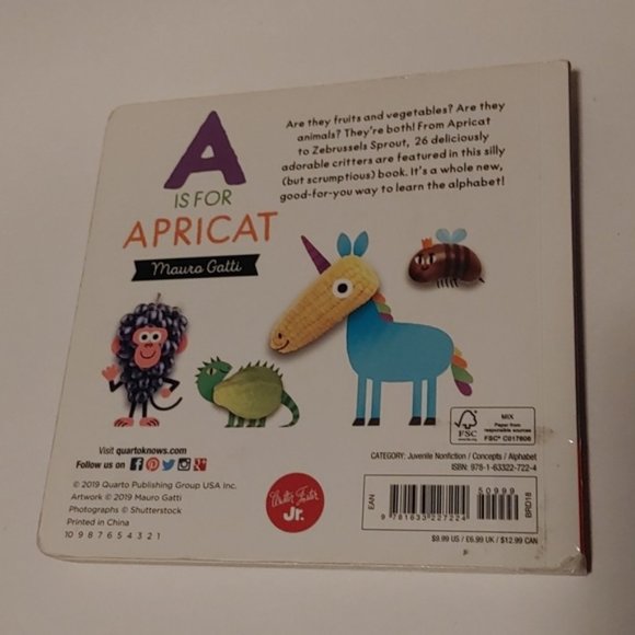 3/$13 A is for Apricat babies board book - Picture 4 of 5